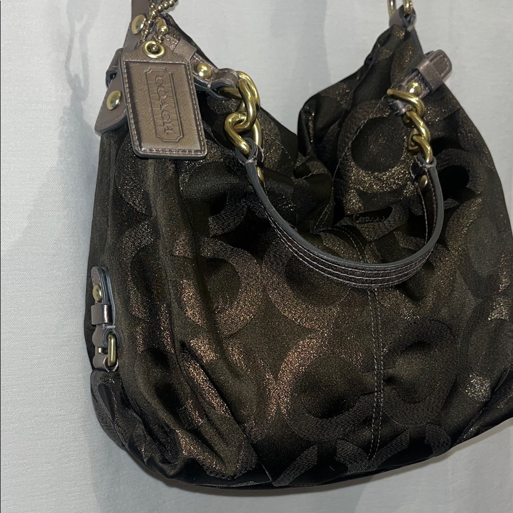 Coach Metallic Brown Monogram Hobo with Gold-Tone Hardware - Picture 2 of 7
